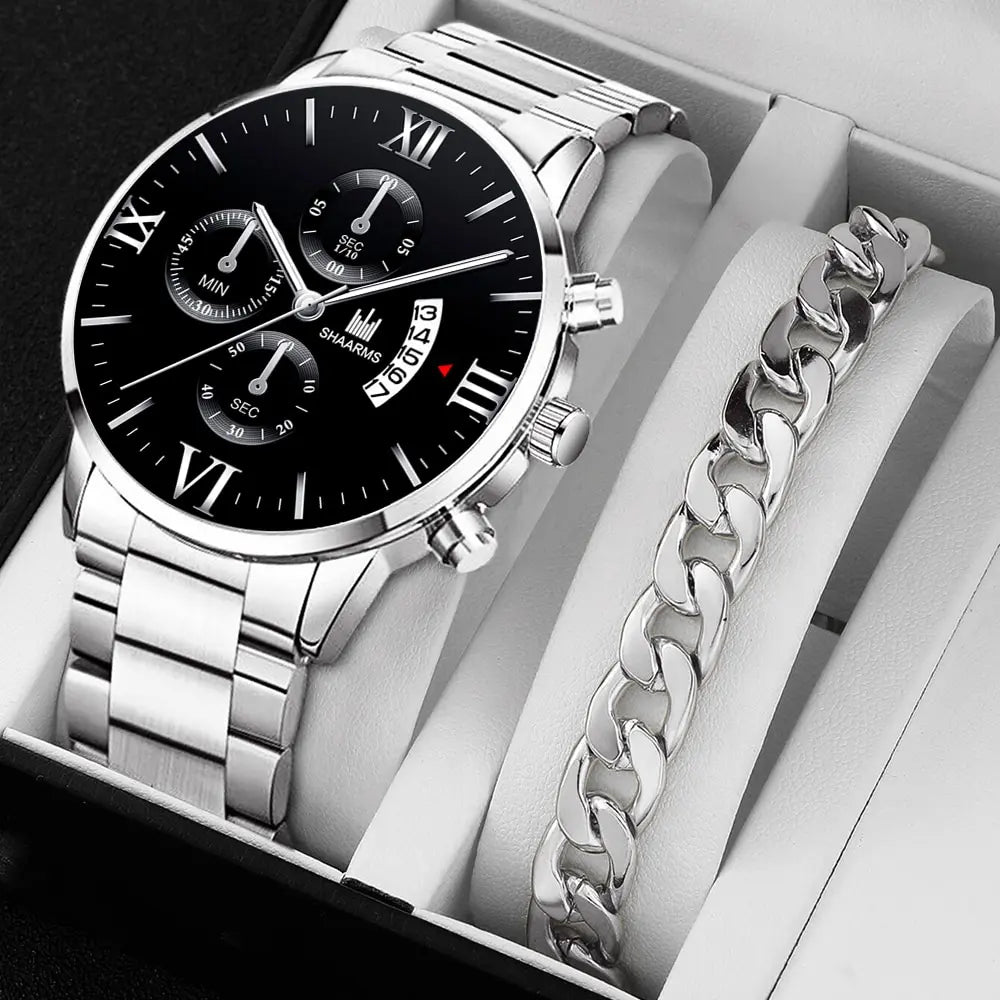 Men’s Fashion Quartz Watch – Stainless Steel Business Wristwatch - OneClickSmart