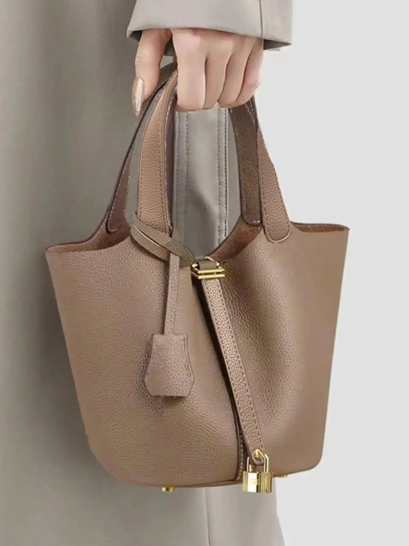 Lychee Texture Handbag – Retro Solid Color Classic Women’s Bag - OneClickSmart