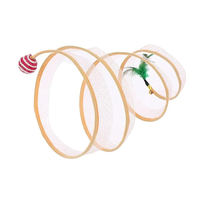 Foldable S-Type Cat Tunnel Toy with Crinkle Balls