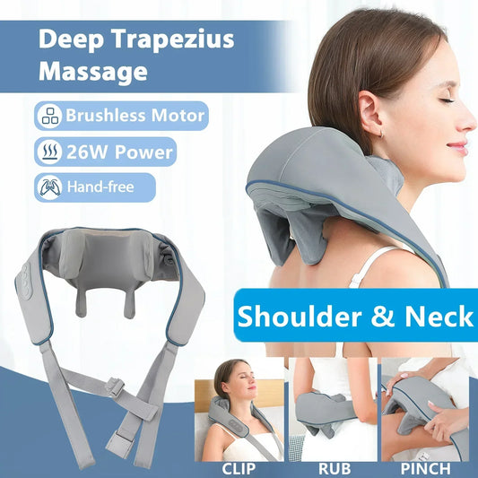 Electric Neck Cervical Traction Massager Pillow with Rechargeable Battery and EMS Pulse Massage