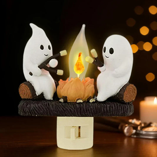 Ghost Campfire Flickering Night Light with Warm LED Flame Effect
