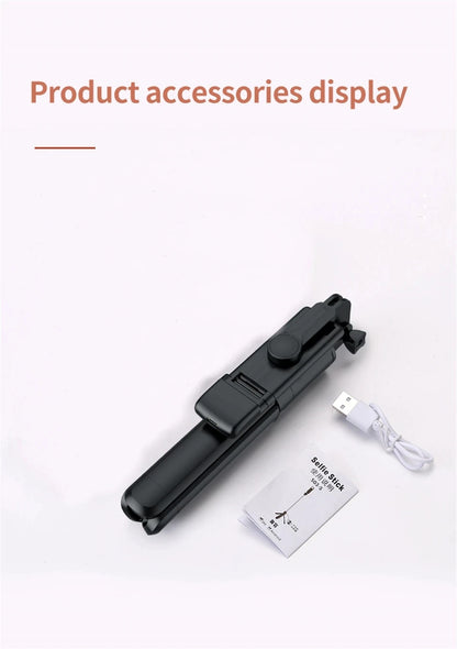 Bluetooth Selfie Stick Tripod with Fill Light – Wireless Remote