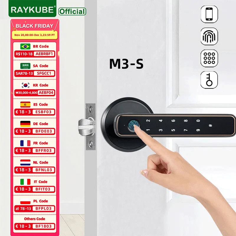 Smart fingerprint door lock with biometric access, keyless entry, and secure digital locking system for homes, offices, and apartments.