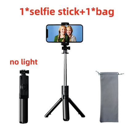 Bluetooth Selfie Stick Tripod with Fill Light – Wireless Remote