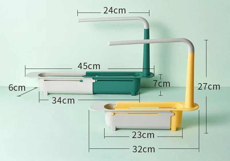 Telescopic Sink Organizer Shelf with Drainer Basket