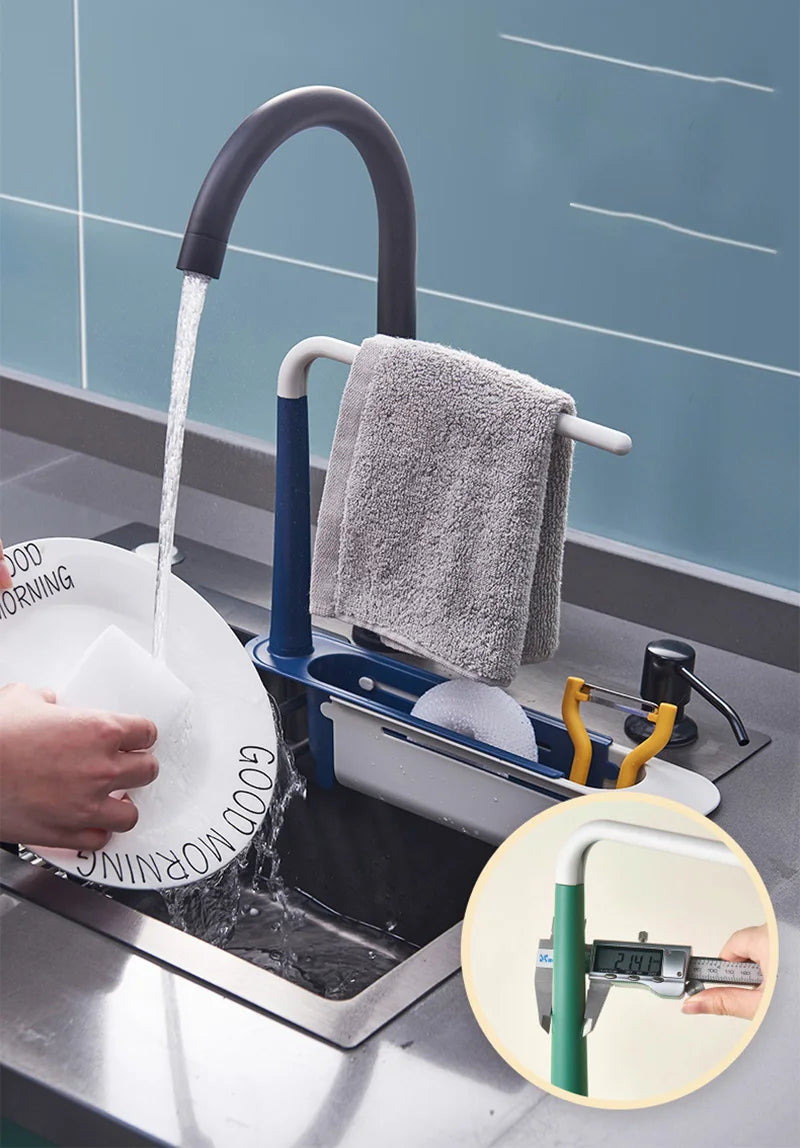 Telescopic Sink Organizer Shelf with Drainer Basket