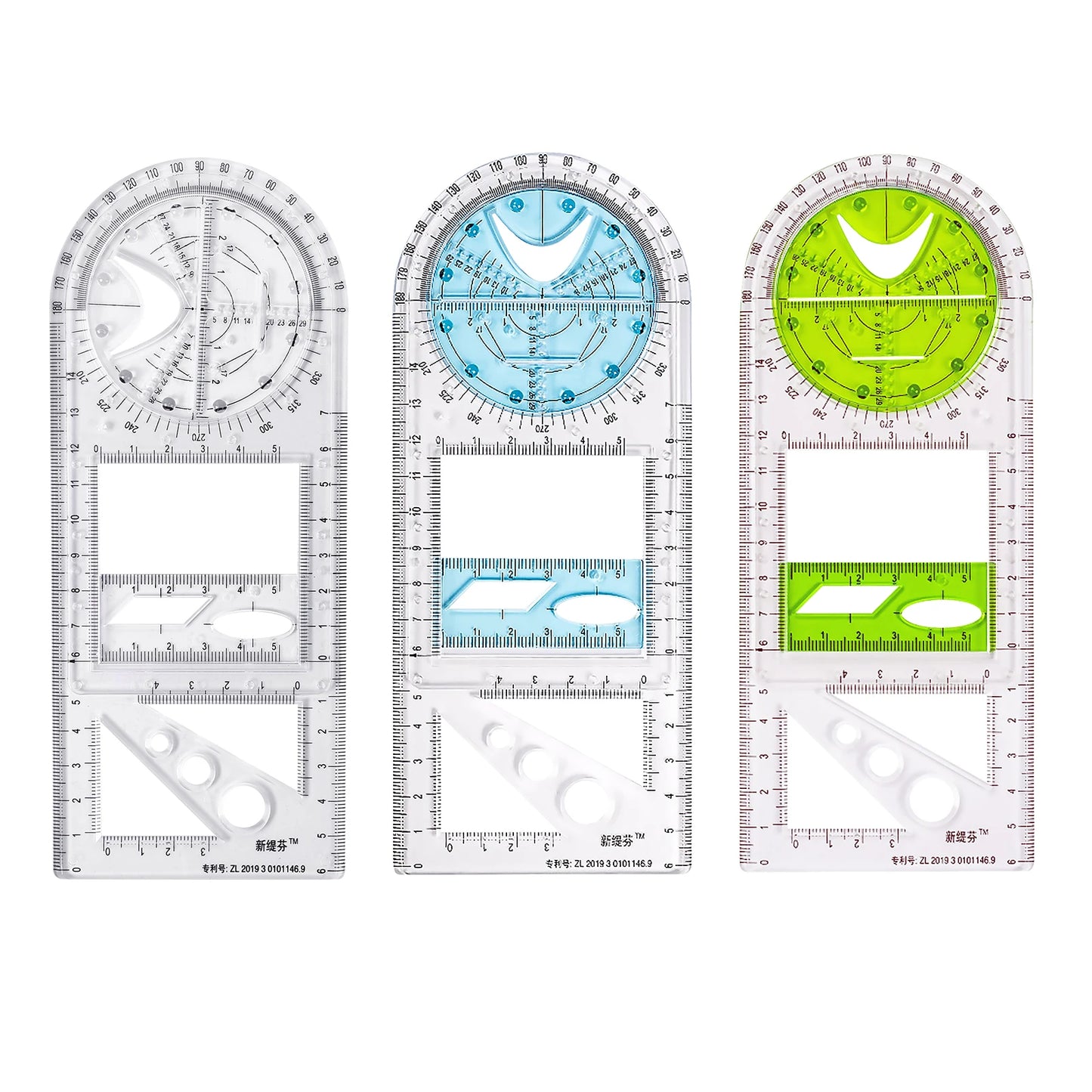 Rotatable Drawing Ruler for Geometry & Drafting