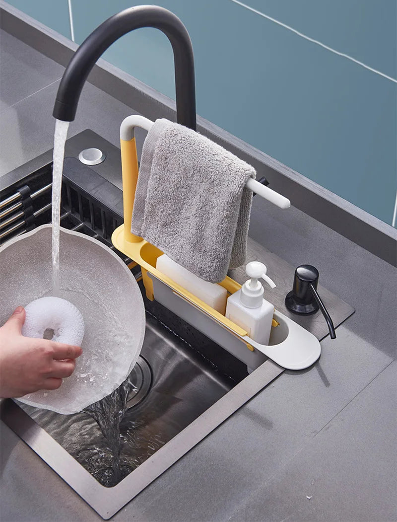 Telescopic Sink Organizer Shelf with Drainer Basket