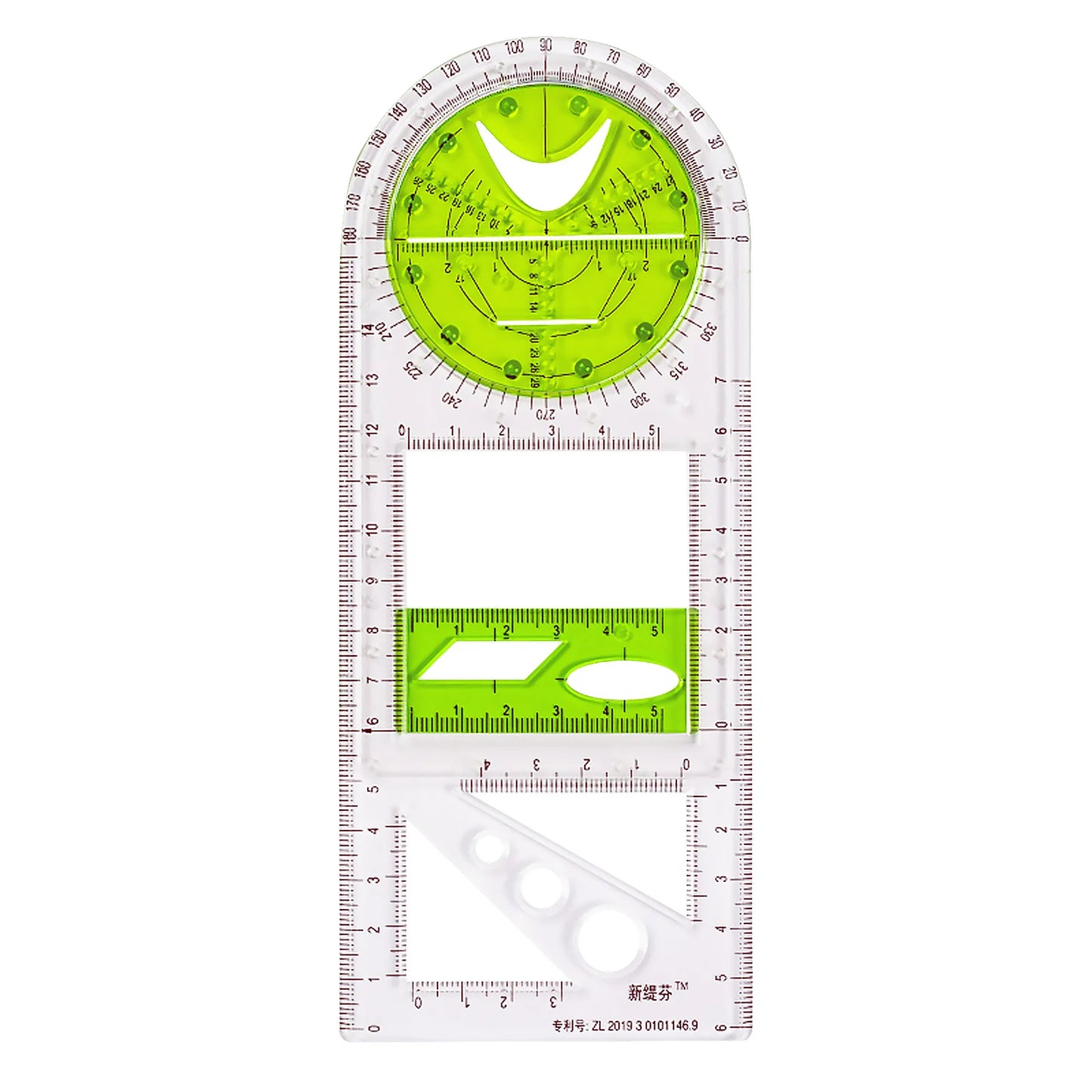 Rotatable Drawing Ruler for Geometry & Drafting