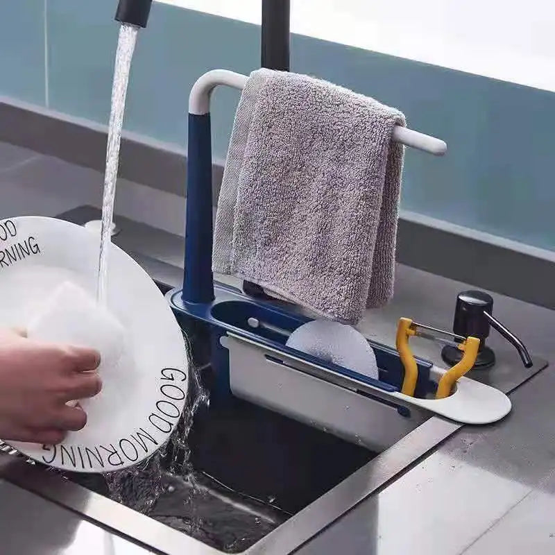 Telescopic Sink Organizer Shelf with Drainer Basket