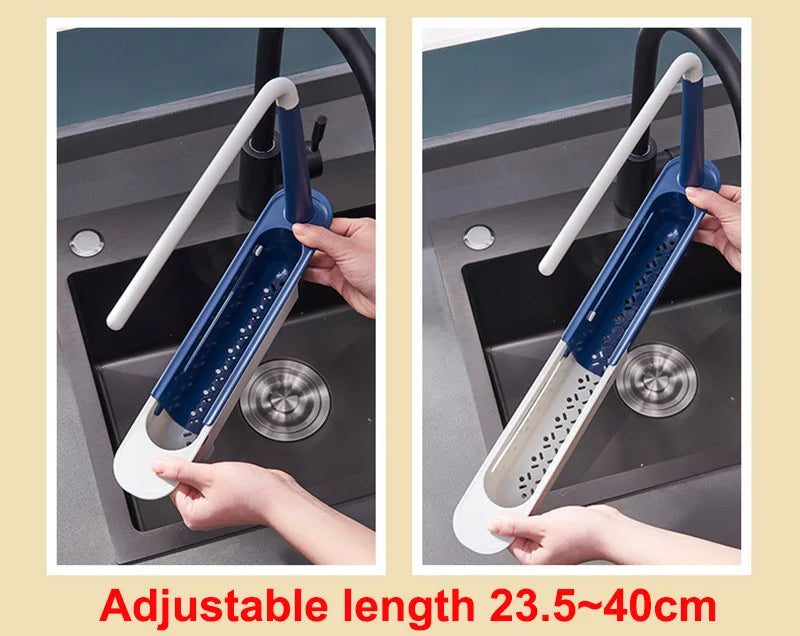 Telescopic Sink Organizer Shelf with Drainer Basket