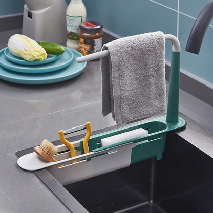 Telescopic Sink Organizer Shelf with Drainer Basket