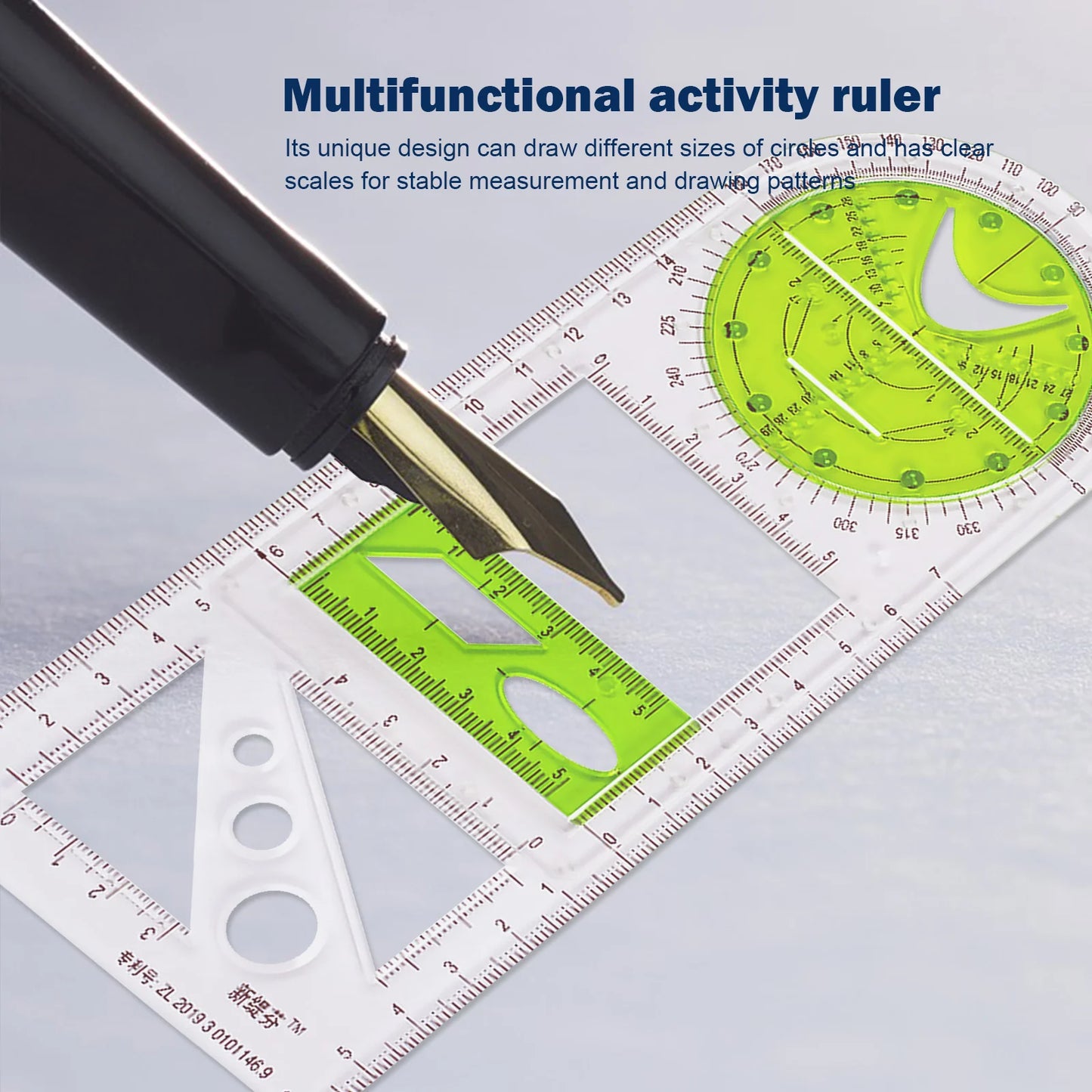 Rotatable Drawing Ruler for Geometry & Drafting