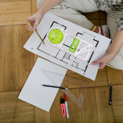 Rotatable Drawing Ruler for Geometry & Drafting