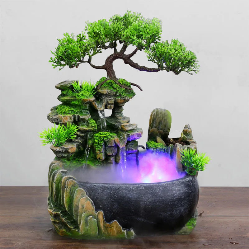 Waterfall Fountain with Color LED Lights for Home and Office Decor