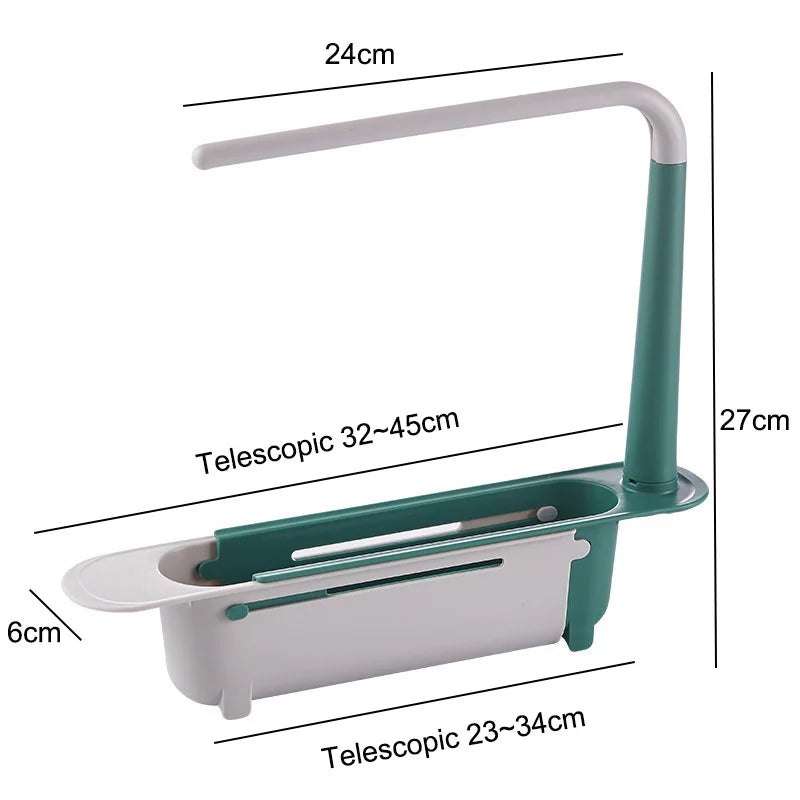 Telescopic Sink Organizer Shelf with Drainer Basket