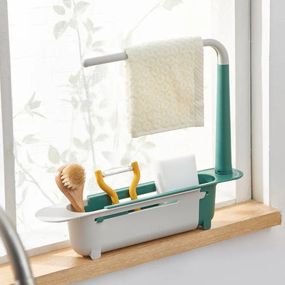 Telescopic Sink Organizer Shelf with Drainer Basket
