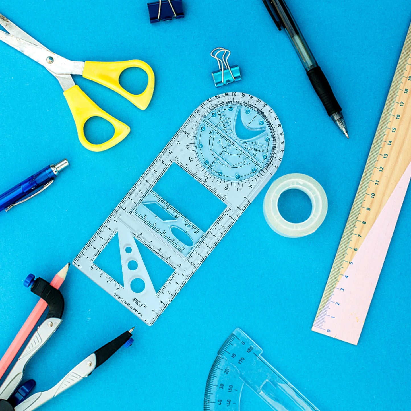Rotatable Drawing Ruler for Geometry & Drafting