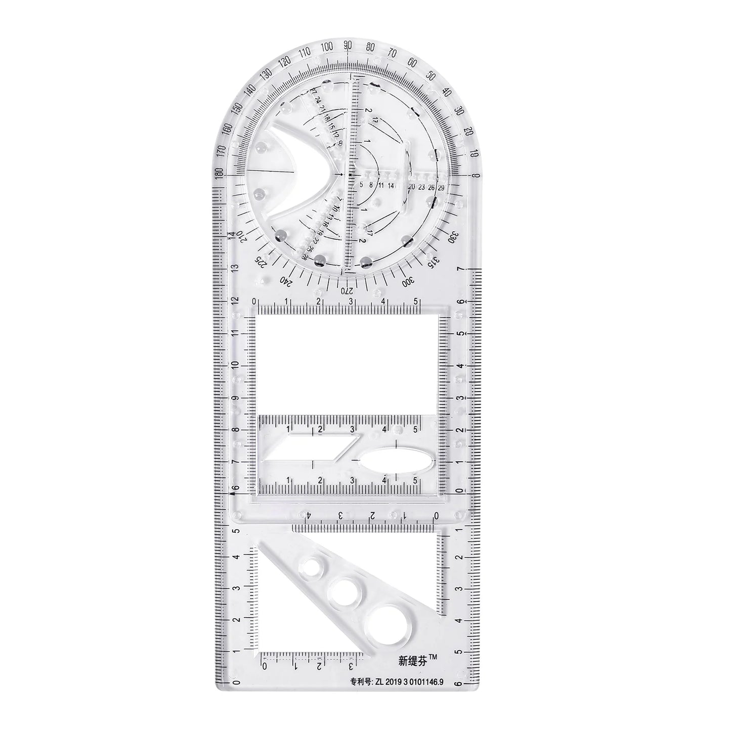 Rotatable Drawing Ruler for Geometry & Drafting