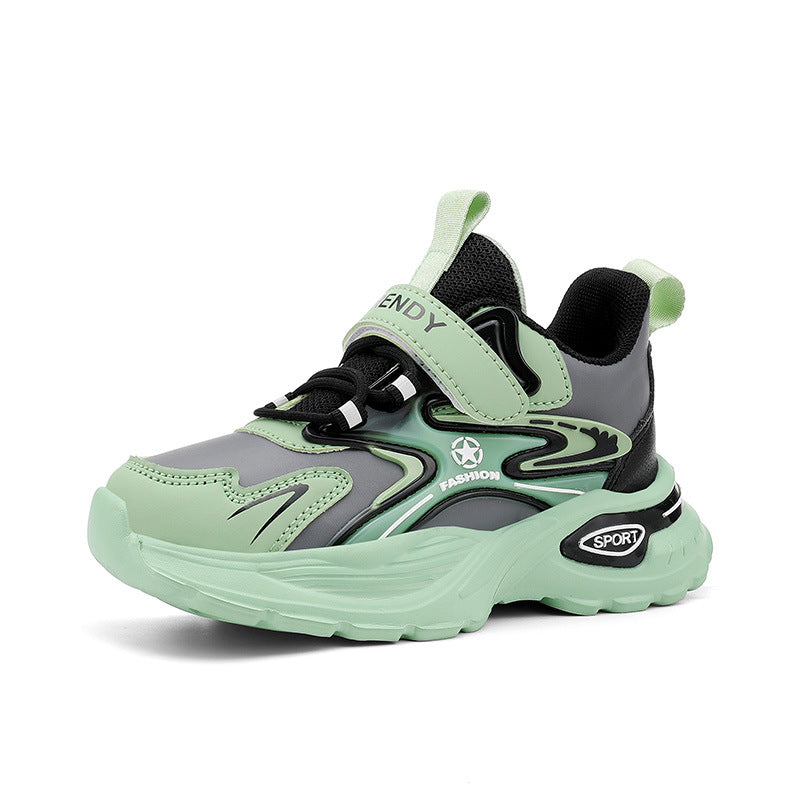 Boys Winter Leather Sneakers – Warm Fleece-Lined Running & Snow Shoes