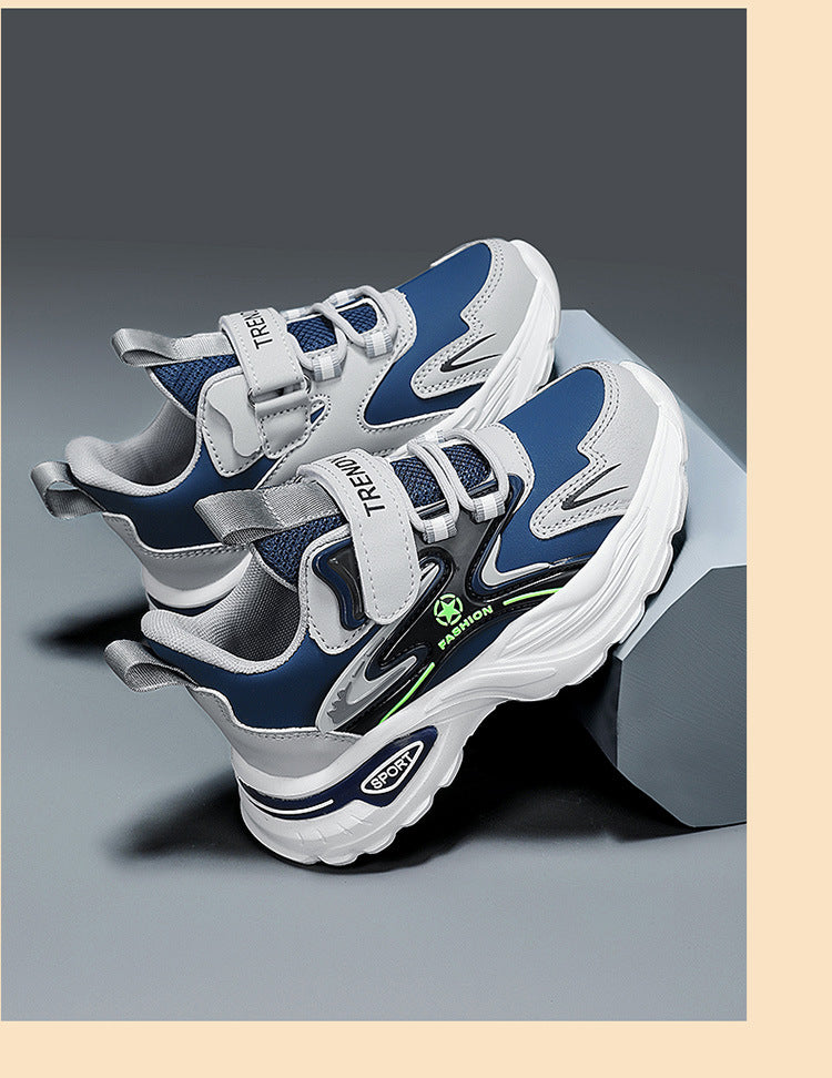 Boys Winter Leather Sneakers – Warm Fleece-Lined Running & Snow Shoes