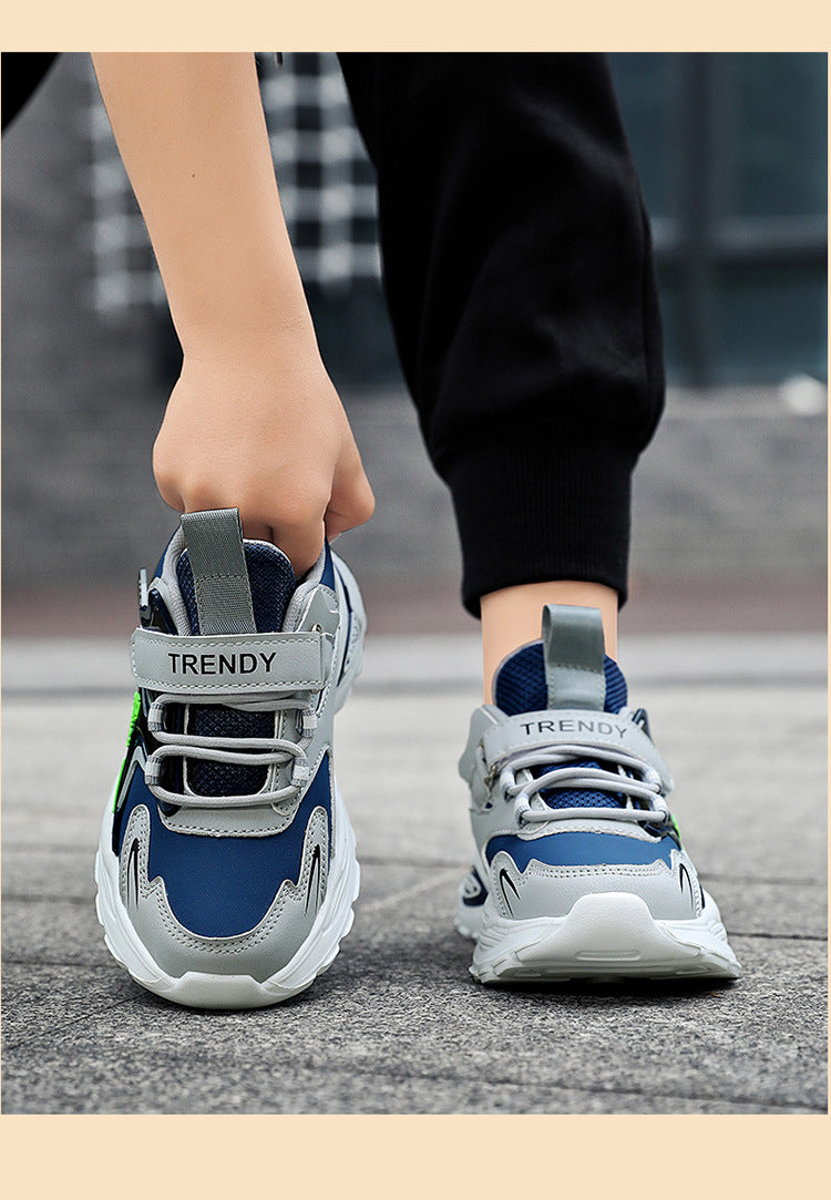 Boys Winter Leather Sneakers – Warm Fleece-Lined Running & Snow Shoes