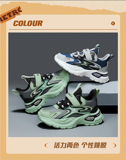 Boys Winter Leather Sneakers – Warm Fleece-Lined Running & Snow Shoes