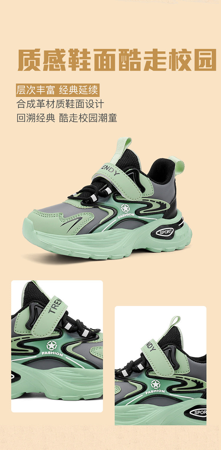 Boys Winter Leather Sneakers – Warm Fleece-Lined Running & Snow Shoes
