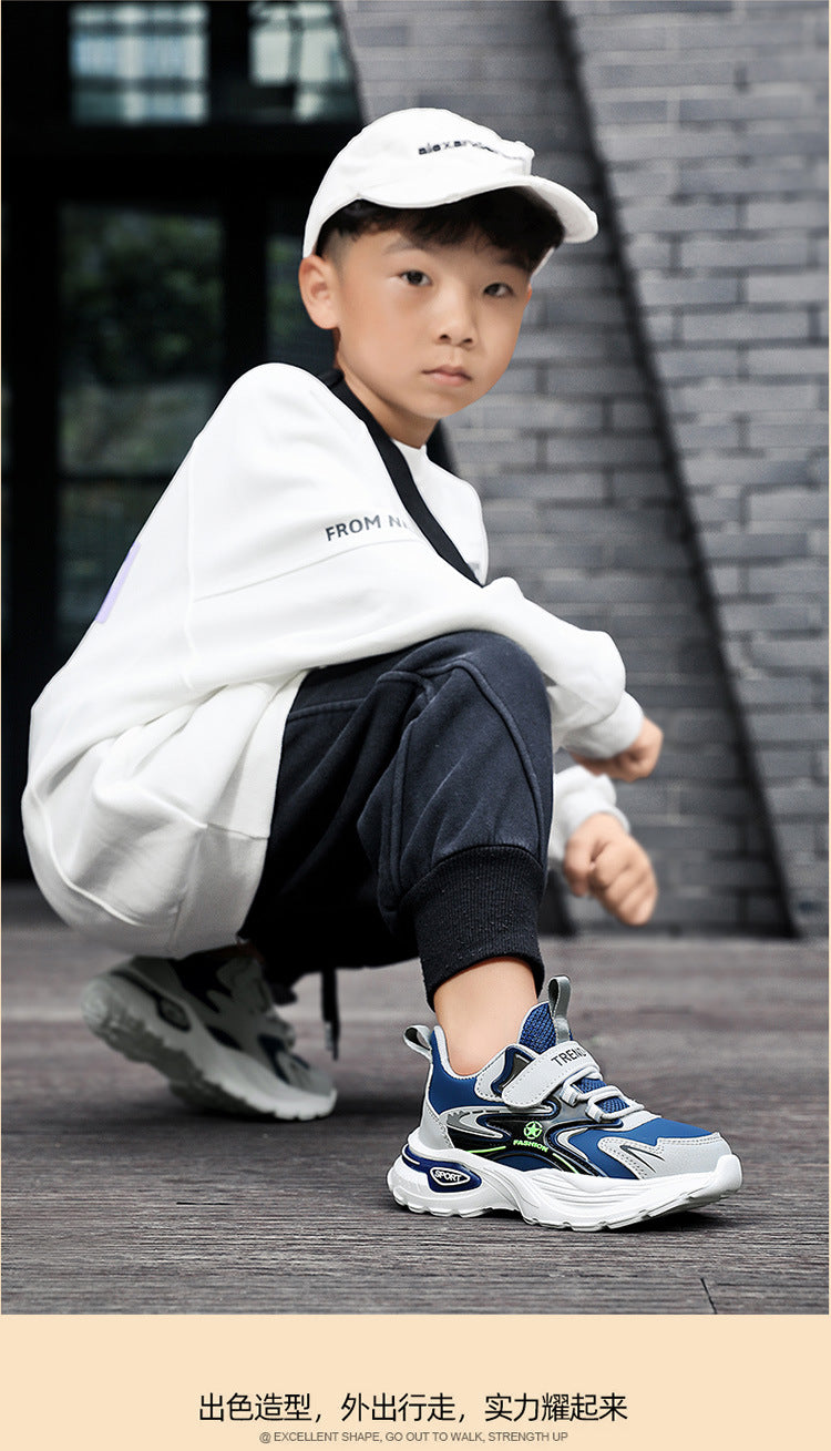 Boys Winter Leather Sneakers – Warm Fleece-Lined Running & Snow Shoes