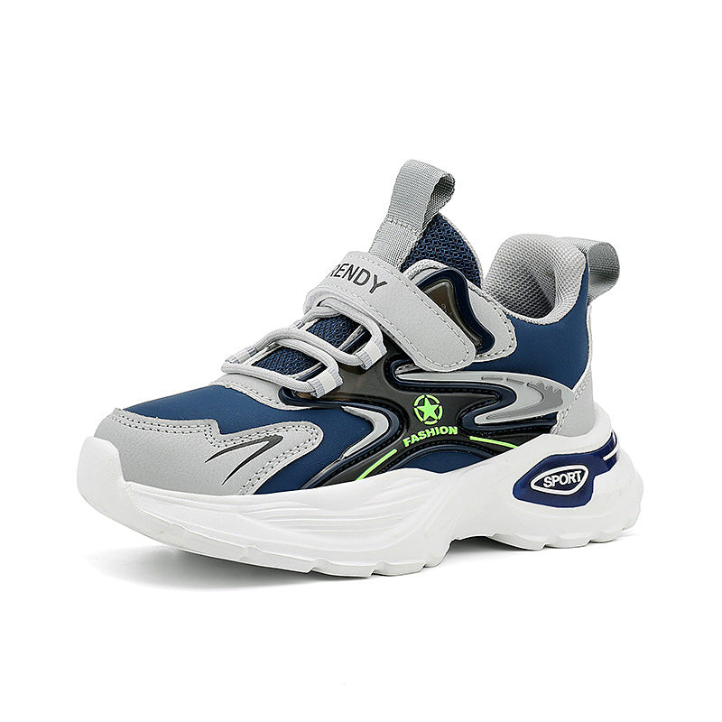 Boys Winter Leather Sneakers – Warm Fleece-Lined Running & Snow Shoes