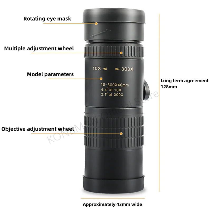 10–300X Zoom HD Monocular Telescope – Powerful Long Range