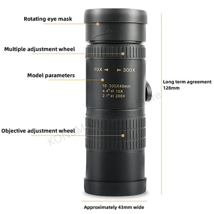 10–300X Zoom HD Monocular Telescope – Powerful Long Range