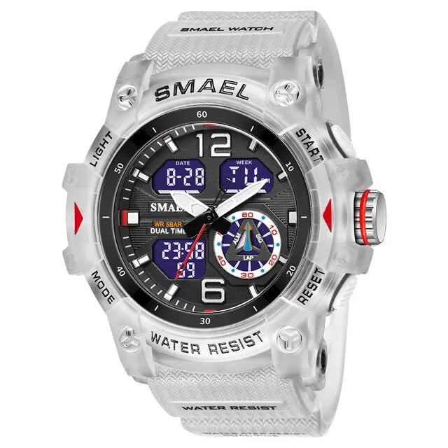 SMAEL Men’s Military Sport Digital Watch – Waterproof Dual Time LED with Alarm & Stopwatch