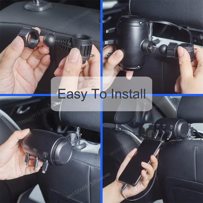 3-in-1 Retractable Backseat Car Charger
