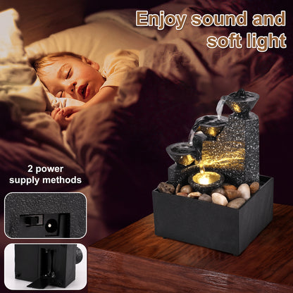 Tabletop Waterfall Fountain with LED Lights