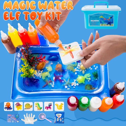 Magic Water Slime Toy Kit for kids, colorful DIY slime set for creative sensory play, stretching, mixing, and fun hands-on learning activity.
