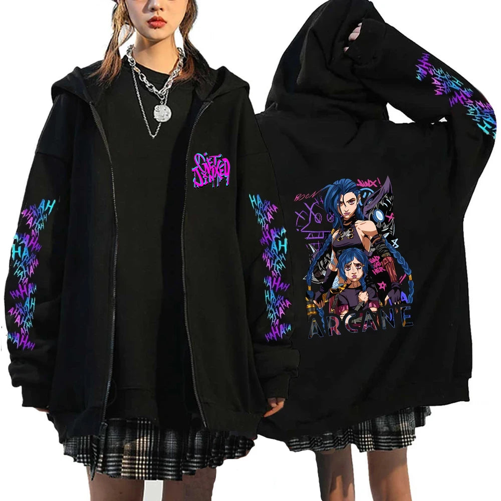 Arcane Jinx Anime Zipper Hoodie