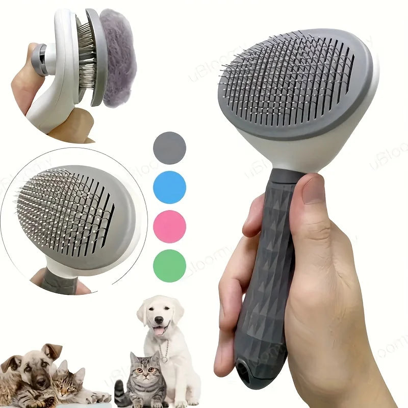 One-Click Self-Cleaning Pet Hair Removal Slicker Brush for Dogs and Cats