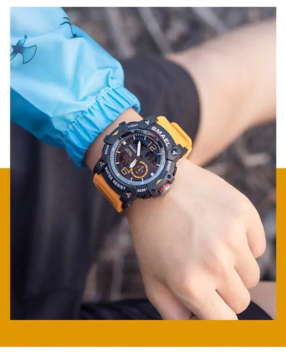 SMAEL Men’s Military Sport Digital Watch – Waterproof Dual Time LED with Alarm & Stopwatch