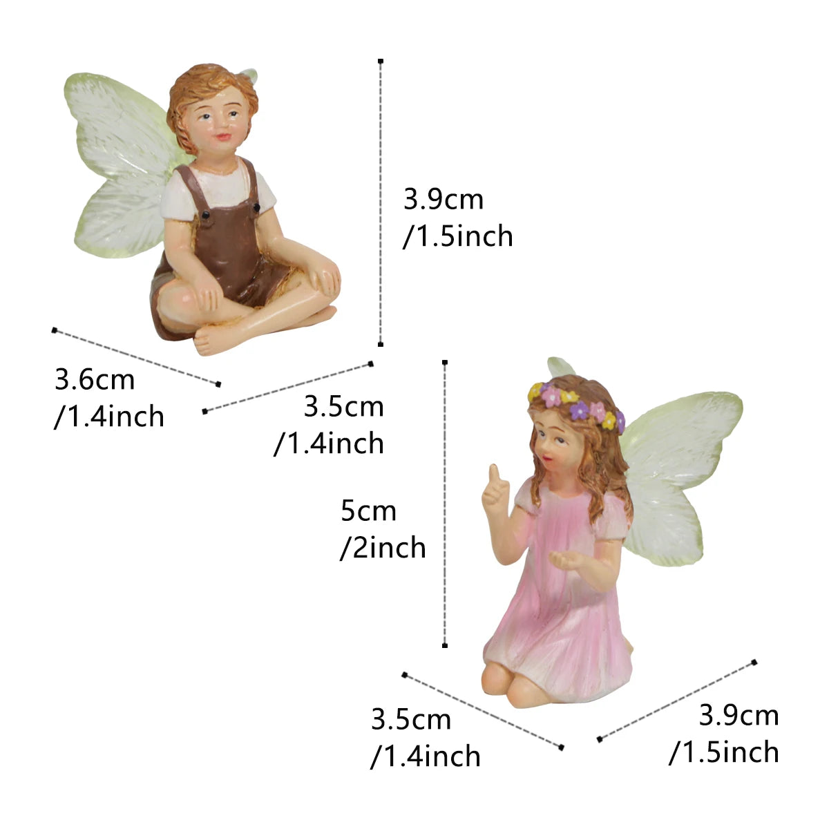 2PCS Cute Whispering Fairy Garden Resin Ornaments