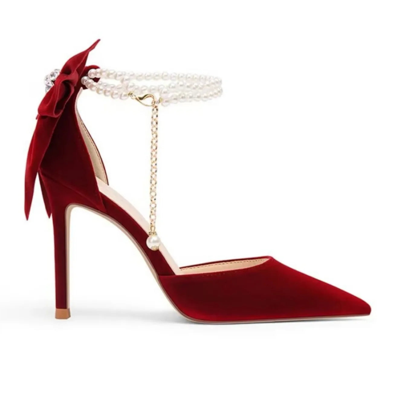 Pearl Butterfly Pointed Toe High Heels – Thin Heel Hollow Sandals for Women