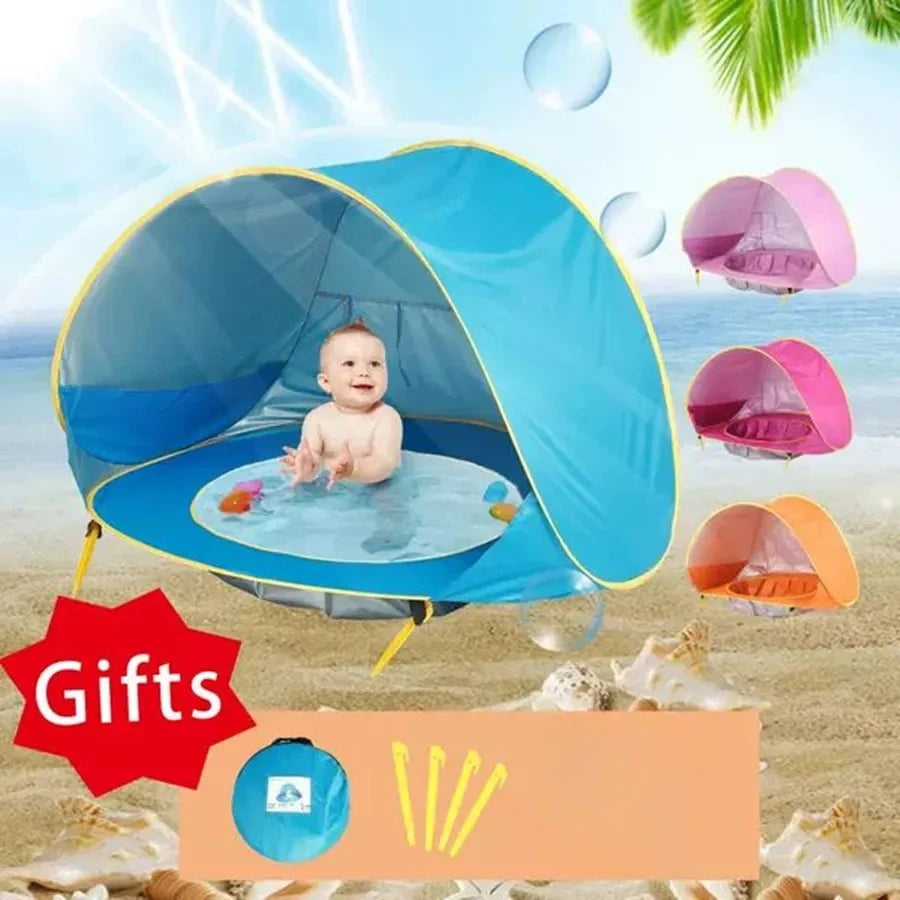 Baby Beach Tent with Pool UPF 50+ Waterproof UV Protection Sun Shelter