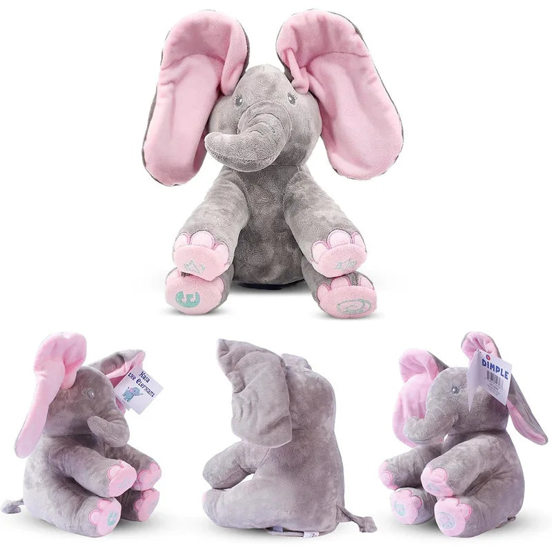 Disney singing elephant plush toy with moving ears, soft stuffed animal with music and animation for kids.