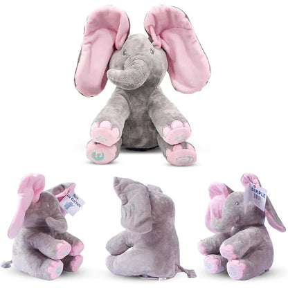 Disney singing elephant plush toy with moving ears, soft stuffed animal with music and animation for kids.