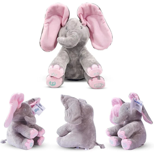 Disney singing elephant plush toy with moving ears, soft stuffed animal with music and animation for kids.