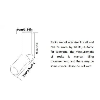 Measurement chart for socks with dimensions on a white background