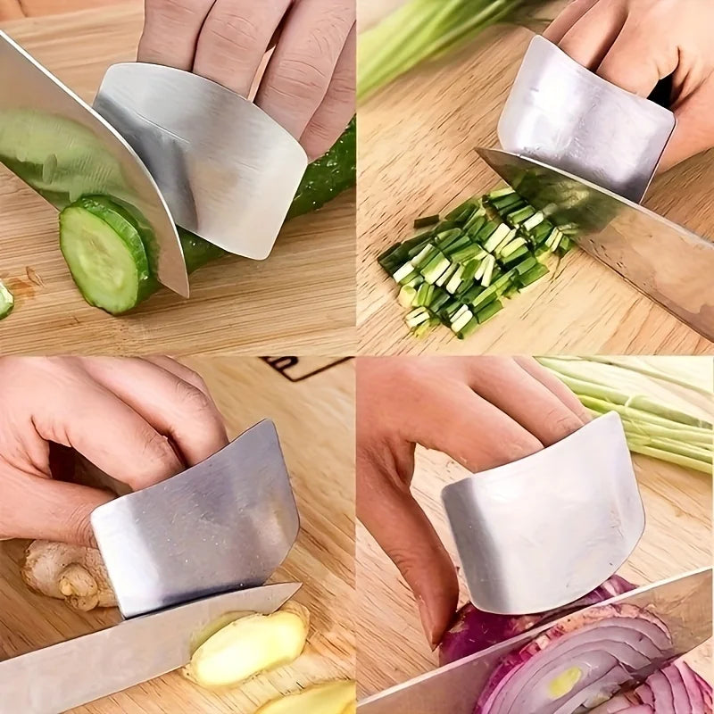 Stainless Steel Finger Guard for Safe Vegetable Slicing