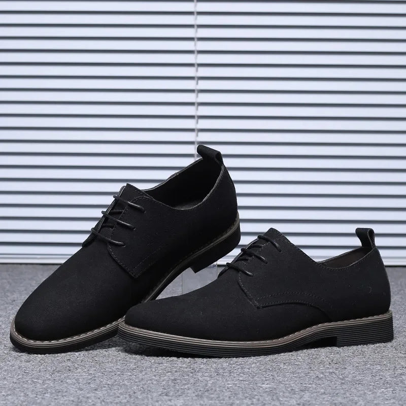 Men’s Black PU Suede Dress Shoes – Business, Wedding & Casual
