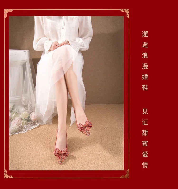 Luxury Women’s Wedding High Heels – Buckle Shoes in Gold, Silver & Red