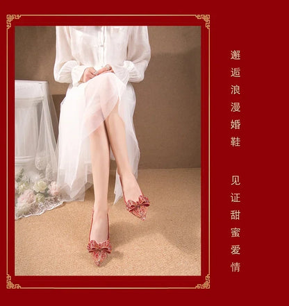 Luxury Women’s Wedding High Heels – Buckle Shoes in Gold, Silver & Red